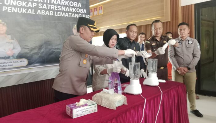 Polres Pali Musnahkan Barang Bukti Narkoba Senilai Rp 259 Juta