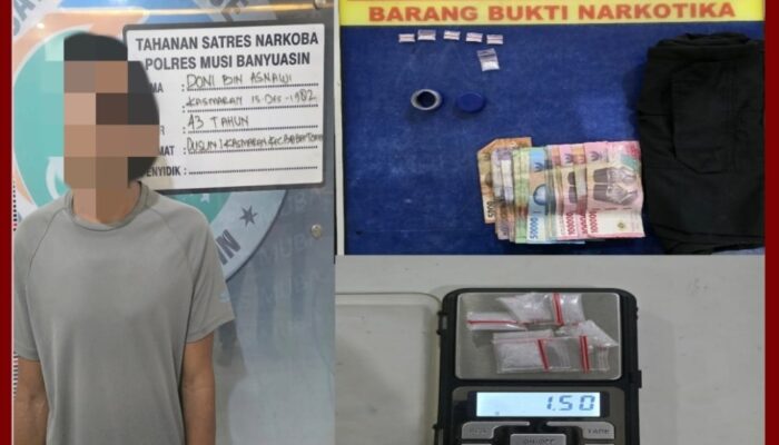 Pengedar Sabu di Muba Ditangkap Polisi, 6 Paket Sabu Diamankan