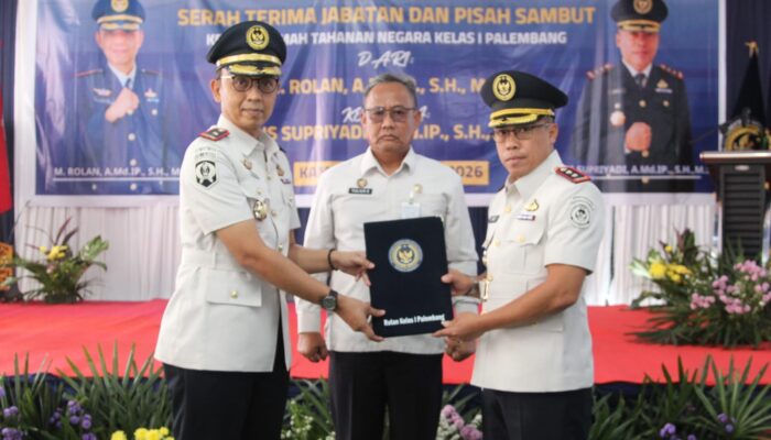Serah Terima Jabatan Kepala Rutan Kelas I Palembang, Aris Supriyadi Resmi Lanjutkan Kepemimpinan dari M. Rolan