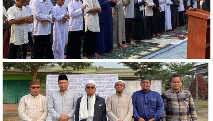 Camat Babat Supat Musmulyadi Ikuti Sholat Istisqo dan Bagikan Masker serta Air Mineral
