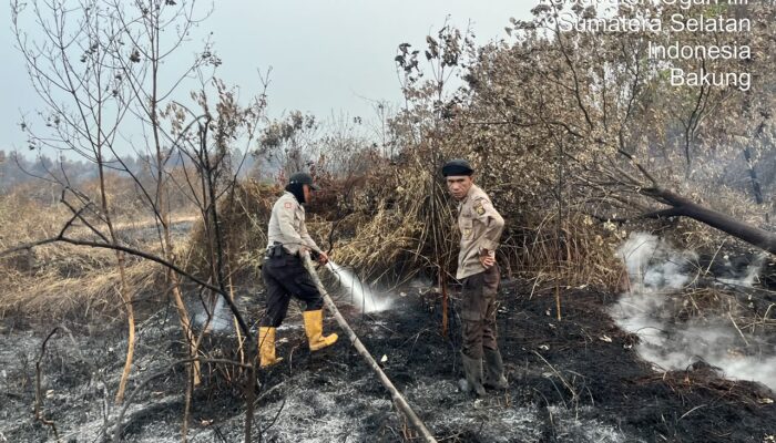 Satgas Karhutla Polda Sumsel Padamkan Kebakaran Lahan 2 Hektare di Bakung