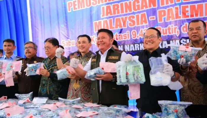 BNNP Sumsel Musnahkan 45,5 Kilogram Sabu dan 9.439 Butir Ekstasi Jaringan Malaysia-Palembang-PALI