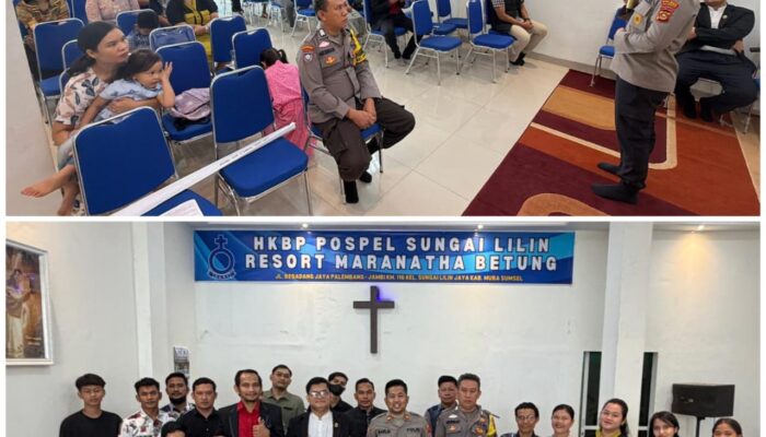 Minggu Kasih di Gereja HKGB, Kapolsek Sungai Lilin Iptu Marlin Serap Aspirasi dan Sampaikan Pesan Kamtibmas